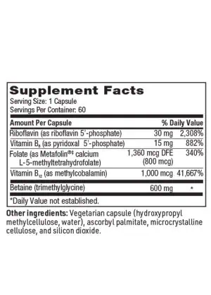 SFI Health Methyl Balance supplement with methylated B vitamins and betaine for heart and mood support.