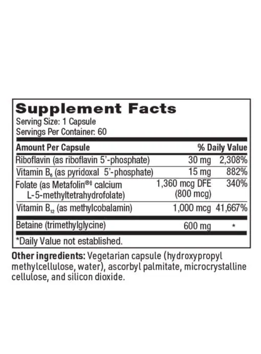 SFI Health Methyl Balance supplement with methylated B vitamins and betaine for heart and mood support.
