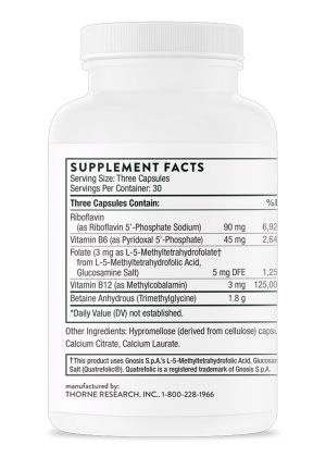 Thorne Methyl-Guard Plus (90 Capsules) - active B vitamin complex for methylation and homocysteine support.