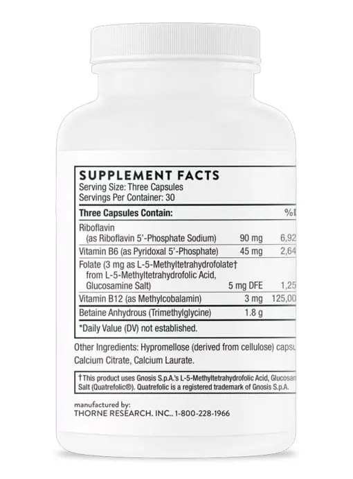Thorne Methyl-Guard Plus (90 Capsules) - active B vitamin complex for methylation and homocysteine support.