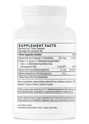 Thorne Methyl-Guard - A supplement with active B vitamins and betaine for methylation and homocysteine support.