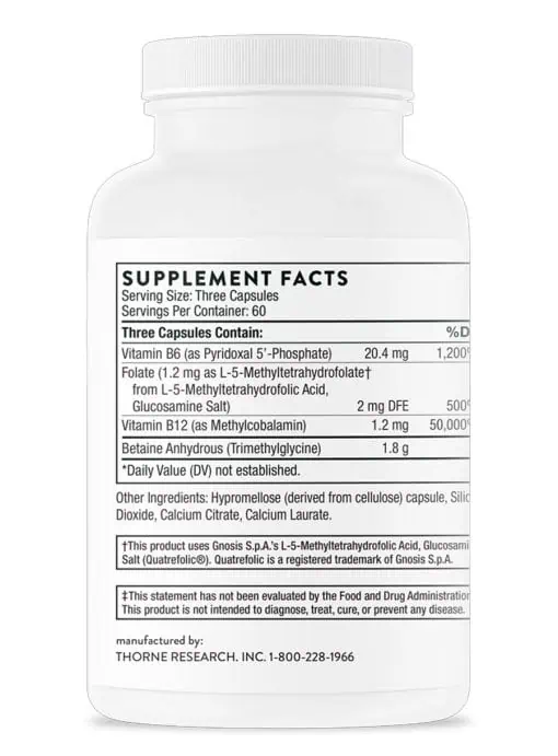 Thorne Methyl-Guard - A supplement with active B vitamins and betaine for methylation and homocysteine support.