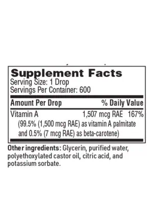 Micellized Vitamin A - Liquid vitamin A drops in a highly absorbable form for immune and vision health.