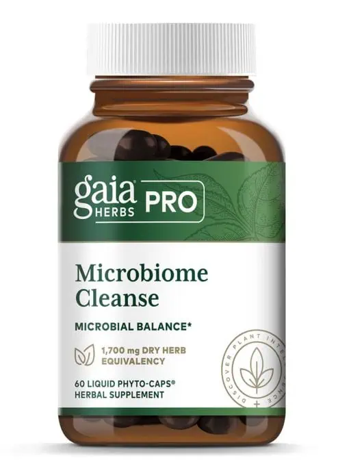 Microbiome Cleanse - A blend of herbs like Black Walnut and Oregano to support microbial balance in the GI tract.