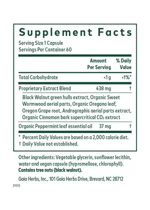 Microbiome Cleanse - A blend of herbs like Black Walnut and Oregano to support microbial balance in the GI tract.