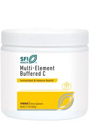 Multi-Element Buffered C Powder (250 g) - Buffered vitamin C with minerals, quercetin, and glutathione for gentle, broad-spectrum immune support.
