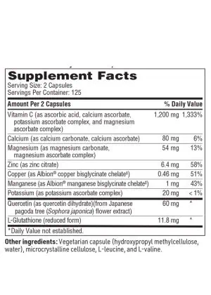 SFI Health Multi-Element Buffered C - Vitamin C with minerals, quercetin, and glutathione for immune support.