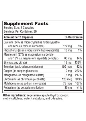 Multi-Mineral Complex Without Iron - A broad-spectrum, hypoallergenic mineral and trace element formula.