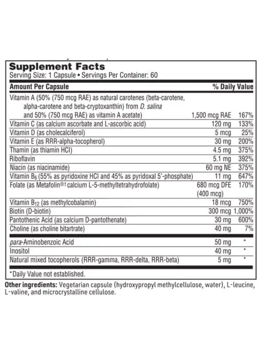 Multi-Vitamin Complex - A hypoallergenic, mineral-free multivitamin for targeted vitamin support.