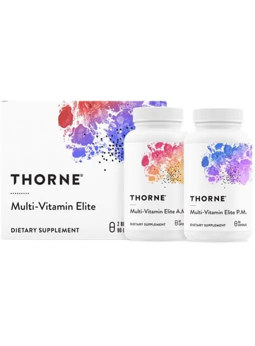 Thorne Multi-Vitamin Elite (90 A.M. & 90 P.M. Capsules) - NSF Certified AM/PM multivitamin for athletic performance and recovery.