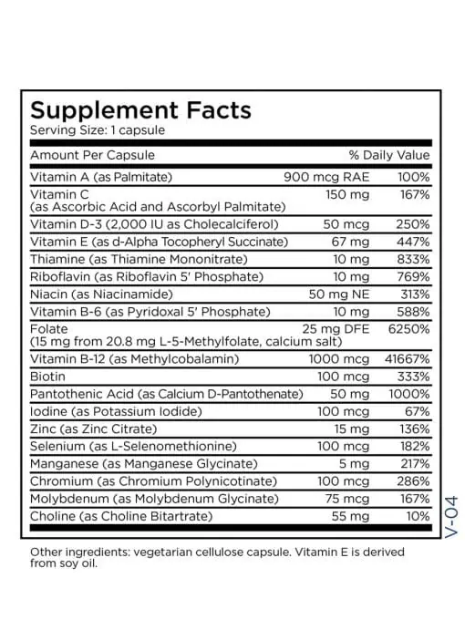 MethylPro Multivitamin - High-potency multivitamin with 15 mg L-Methylfolate for methylation support.
