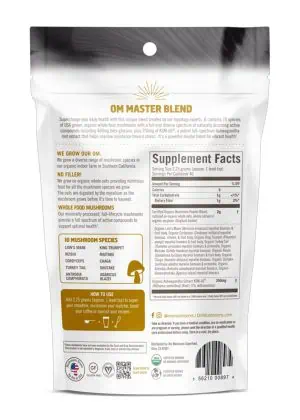 Om Mushroom Master Blend - A 10-mushroom and adaptogen superfood powder for immune, energy, and cognitive support.