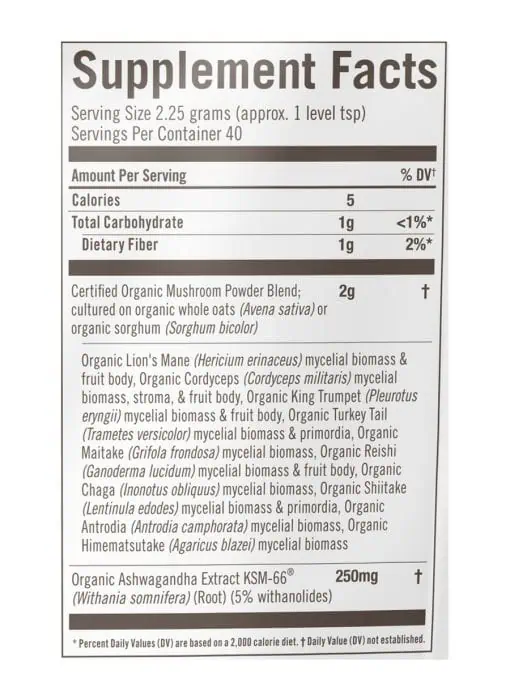 Om Mushroom Master Blend - A 10-mushroom and adaptogen superfood powder for immune, energy, and cognitive support.