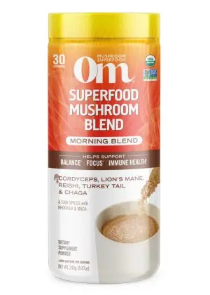 Om Mushroom Morning Energy Blend - Organic mushroom and adaptogen powder for energy and focus.