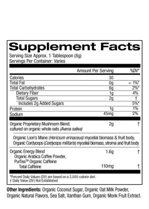 Mushroom Powered Coffee Latte Helps support energy, focus & immune health