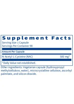 SFI Health N-Acetyl-L-Cysteine - 500mg NAC supplement for respiratory health and glutathione production.