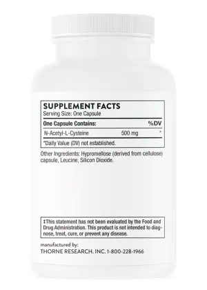 Thorne CystePlus - N-Acetyl-L-Cysteine (NAC) supplement for respiratory, liver, and antioxidant support.