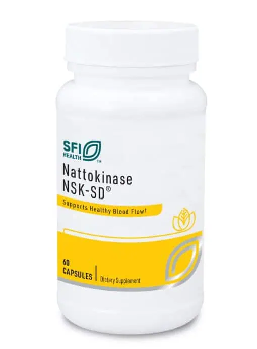 SFI Health Nattokinase NSK-SD - 100mg, 2000 FU enzyme supplement for healthy blood flow and circulation.