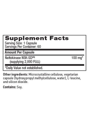 SFI Health Nattokinase NSK-SD - 100mg, 2000 FU enzyme supplement for healthy blood flow and circulation.