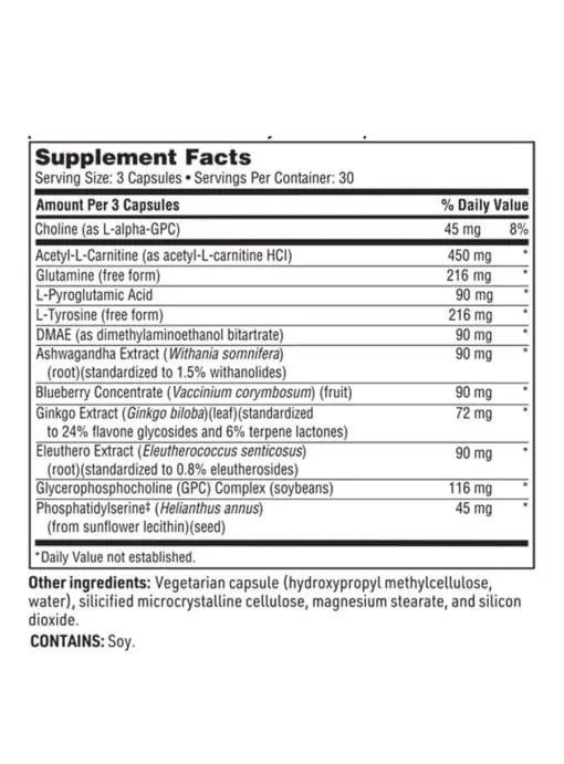 NeuroThera - A 12-nutrient blend with Acetyl-L-Carnitine and Ginkgo for mental clarity and brain function.