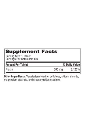 Niacin-SR - A slow-release 500mg niacin tablet to support cholesterol metabolism without flushing.