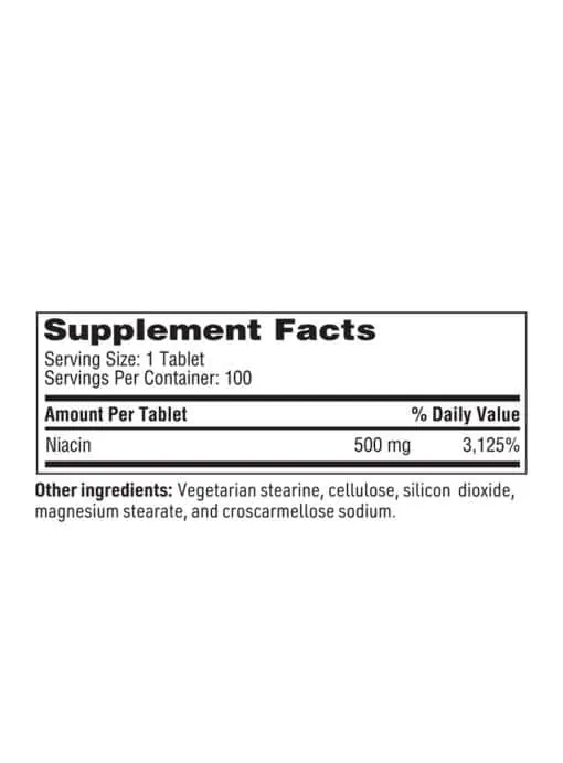 Niacin-SR - A slow-release 500mg niacin tablet to support cholesterol metabolism without flushing.