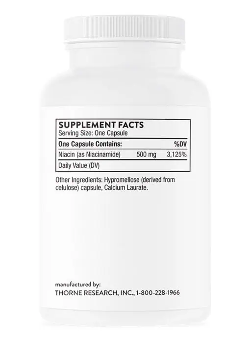 Thorne Niacinamide - A non-flushing vitamin B3 supplement for skin, joint, and sleep support.