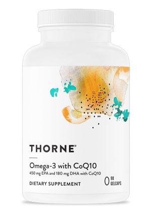 Thorne Omega-3 w/ CoQ10 - Fish oil with EPA, DHA, and CoQ10 for cardiovascular and brain health.