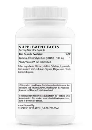 Thorne PharmaGABA-100 - Natural GABA supplement for stress, sleep, and calm focus.