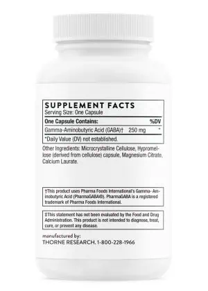 Thorne PharmaGABA-250 (60 Capsules) - natural GABA supplement for stress, sleep, and focus.