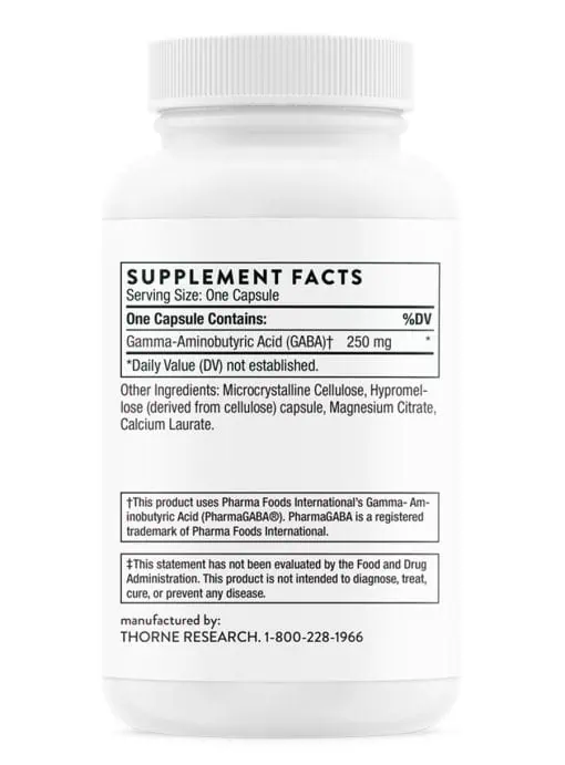 Thorne PharmaGABA-250 (60 Capsules) - natural GABA supplement for stress, sleep, and focus.