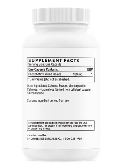 Thorne Phosphatidylserine (60 Capsules) - 100mg supplement for cortisol management, stress, and cognitive support.