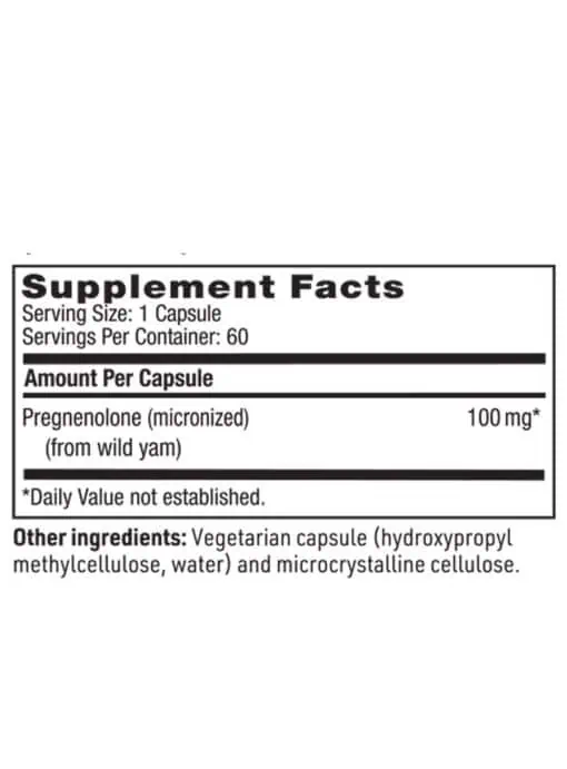 Pregnenolone 100mg - Micronized pregnenolone for memory, mood, and energy support.