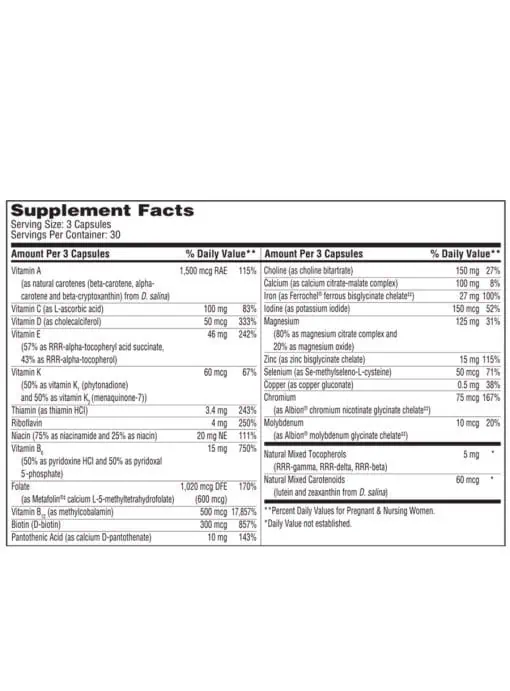 Prenatal & Nursing Formula - A comprehensive multivitamin with active folate, B12, and non-constipating iron.