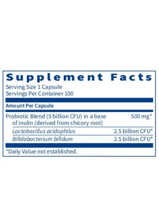 Pro-Biotic Complex - A two-strain probiotic with L. acidophilus and B. bifidum for digestive support.