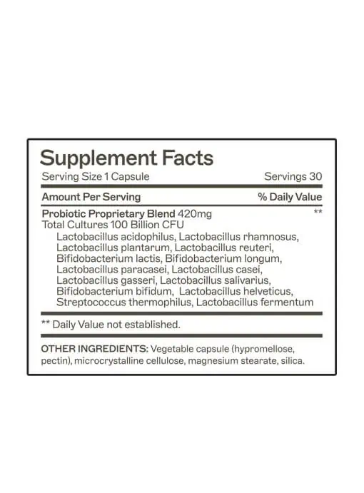 Probiotic Capsules 100 Billion advanced microbiome support that maintains a healthy gut microflora and supports regularity