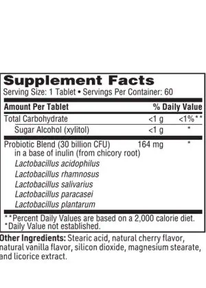 Prodegin Probiotic - A 30 billion CFU, 5-strain chewable Lactobacillus blend for gut and oral health.