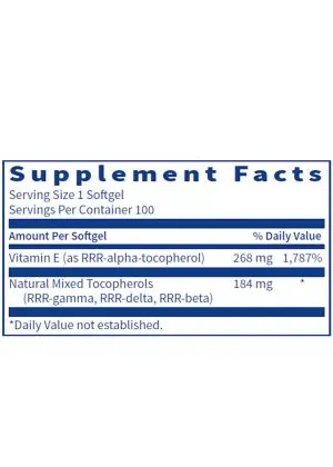 Pure E 400IU - A natural Vitamin E supplement with mixed tocopherols for antioxidant support.