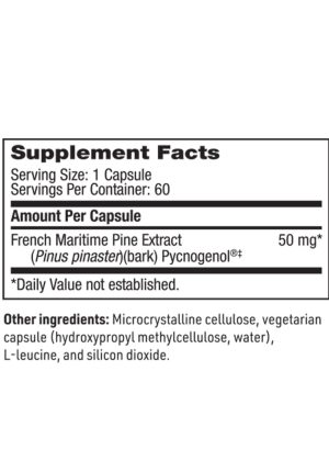 Pycnogenol 50mg - Patented French maritime pine bark extract for vascular and connective tissue support.