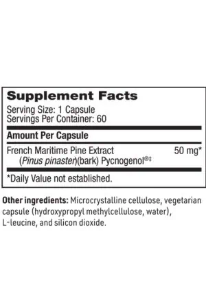 Pycnogenol 50mg - Patented French maritime pine bark extract for vascular and connective tissue support.