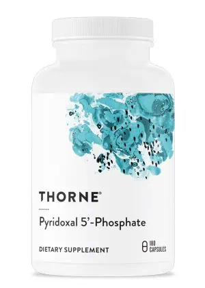 Thorne Pyridoxal 5-Phosphate capsules bottle for Vitamin B6 and cognitive support.