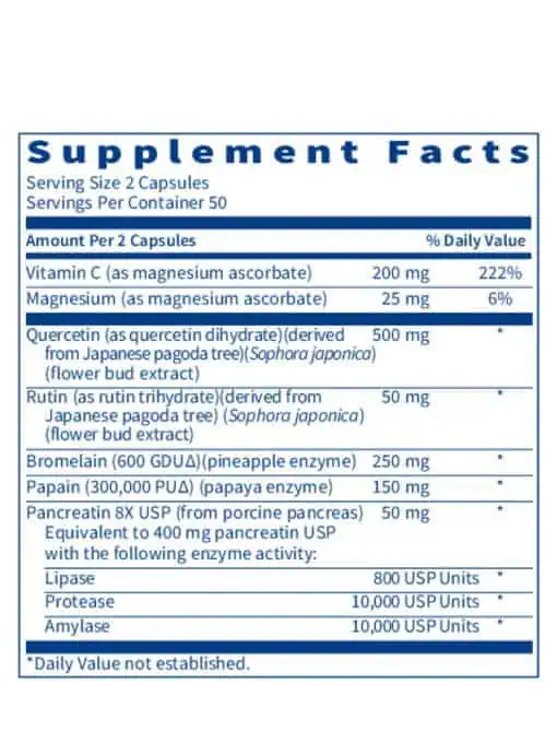 Quercetin-Bromelain Forté - A blend of bioflavonoids and proteolytic enzymes for immune support.
