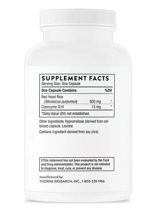 Thorne Choleast - Red yeast rice and CoQ10 supplement for healthy cholesterol and cardiovascular support.