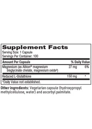 Reduced L-Glutathione - 150mg of the active, reduced form of glutathione for antioxidant and detox support.
