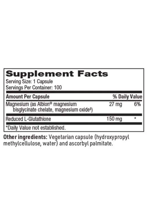 Reduced L-Glutathione - 150mg of the active, reduced form of glutathione for antioxidant and detox support.
