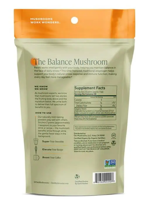 Reishi Organic Mushroom Powder Natural adaptogen helps support balance & immune health