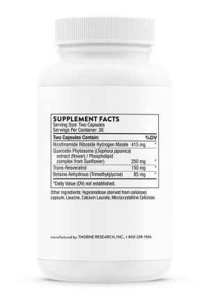Thorne ResveraCel - NAD+ precursor supplement with nicotinamide riboside and resveratrol for healthy aging.