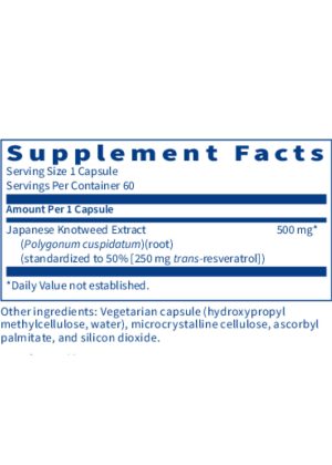 Resveragen - 500mg of Japanese Knotweed extract providing 250mg of trans-resveratrol for antioxidant support.