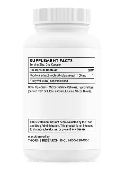 Thorne Rhodiola - An adaptogenic herb supplement for stress, energy, and mental focus support.