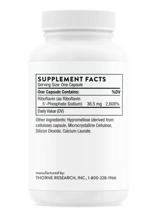 Thorne Riboflavin 5'-Phosphate - Active vitamin B2 (R5P) supplement for energy, metabolism, and cellular support.